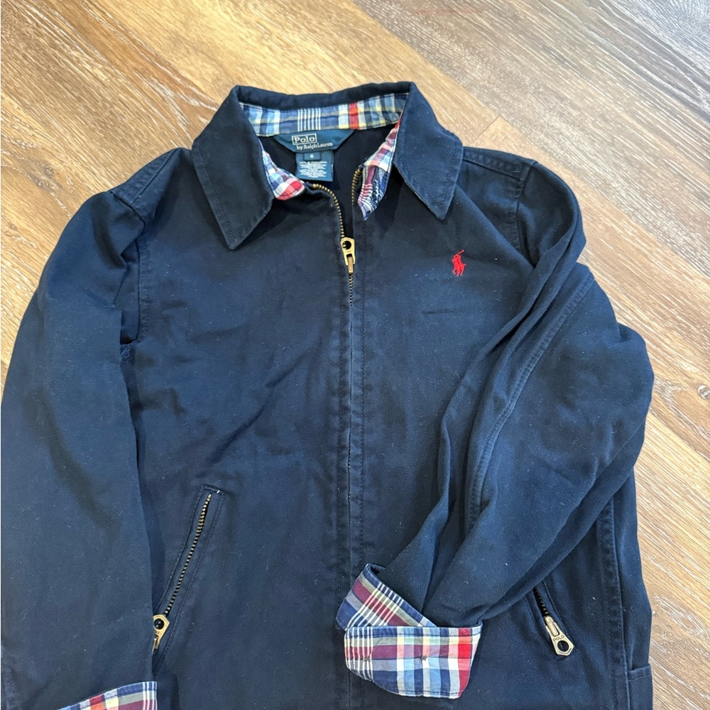 Ralph Lauren Black Jacket with Red Plaid Details